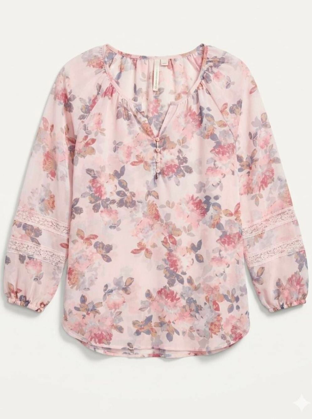 🍑Lauren Conrad Sweet Romance Lace Paneled Peasant Top Medium
